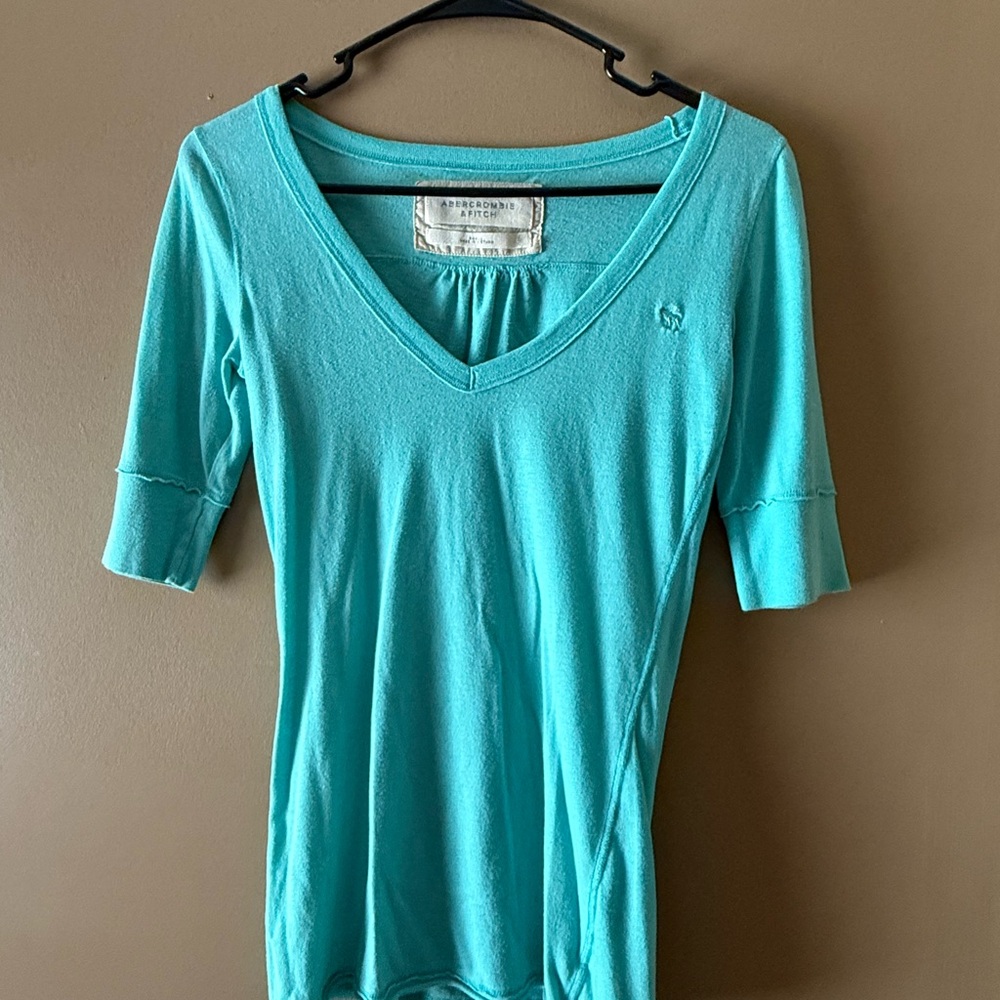 Abercrombie & Fitch Teal Fitted Blouse